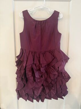 Crewcut silk taffeta Girls Plum Ruffled Party Dress